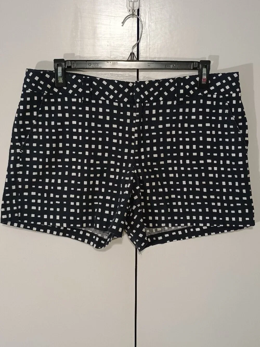 Tommy Hilfiger Women’s Size 16 Navy White Geometric Print Cotton Shorts Preppy